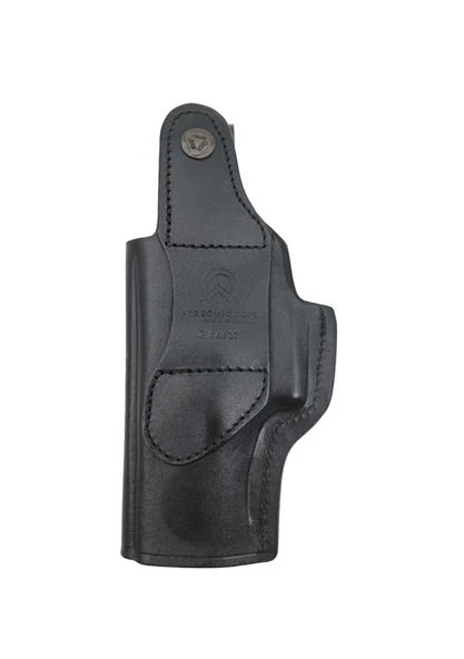 Glock 17 İçin Uygun Kemer İçi Mandallı Gerçek Deri Siyah Silah Kılıfı