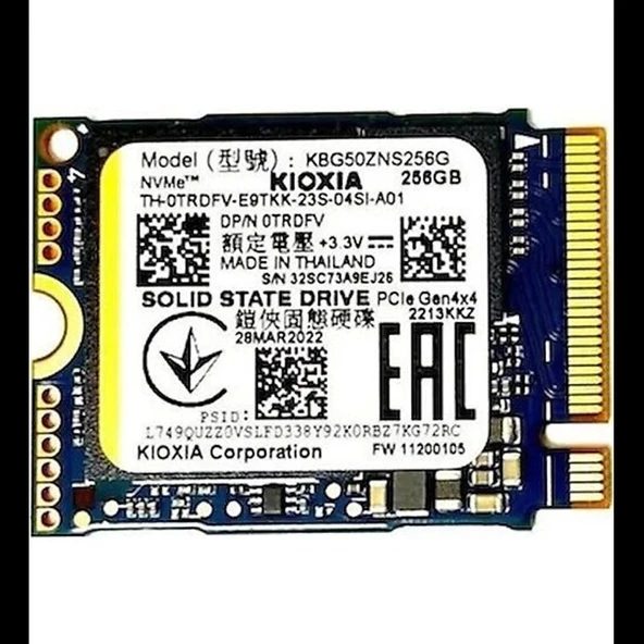 Kıoxıa Bics Flash, Kbg50zns256g, 256gb, 3400/1900, Gen4, Nvme Pcıe M.2 2230, Ssd (bulk-kutusuz)