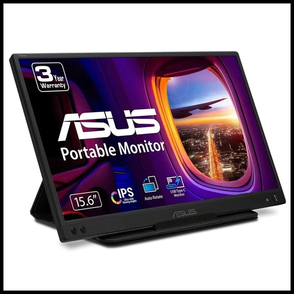 Asus Zenscreen Mb166c 15.6" 5ms, 60hz, Full Hd, Usb-c, Düşük Mavi Işık, Freesync, Ips Panel, Taşınabilir Usb Monitör
