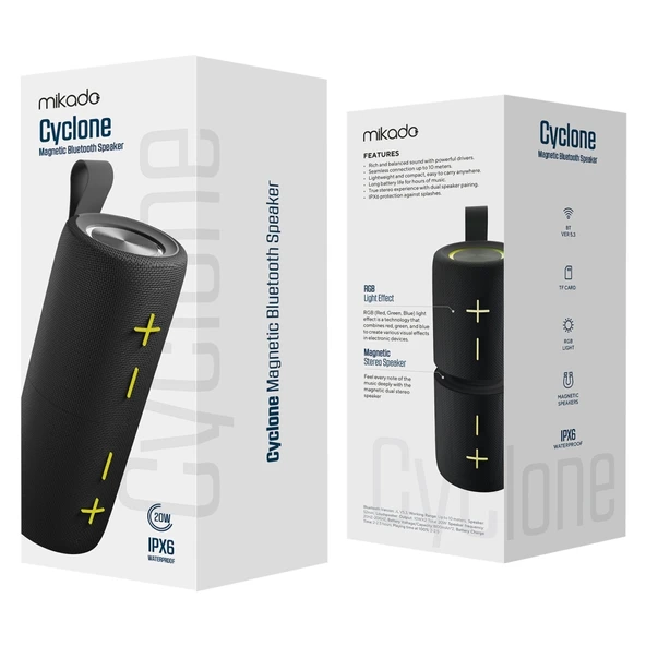 Mıkado Md-51bt, 20w, Taşınabilir, Aux/bt/tf/tws, Rgb Işıklı, 1800mah + 1800mah, Ipx66 Su Geçirmez, Mıknatıslı, Ayrılabil - 5
