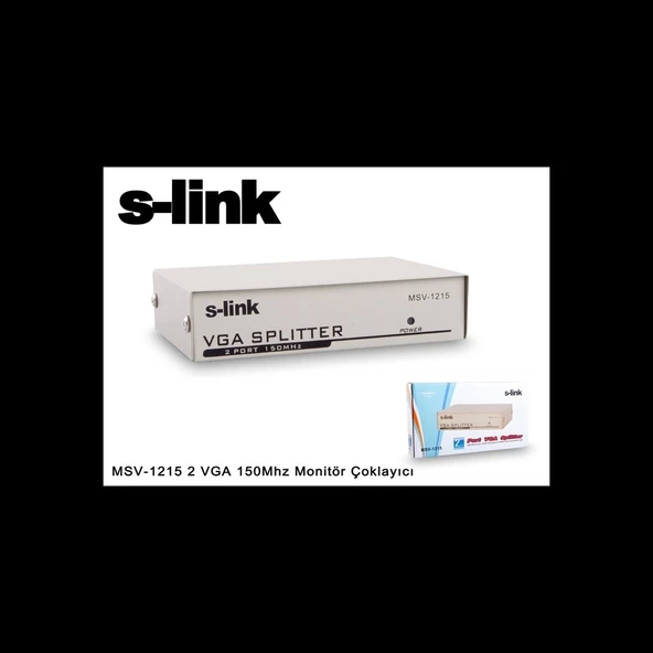 S-link Msv-1215, 2xvga, D-sub Monitör Çoklayıcı, 150mhz (1pc-2monitör)