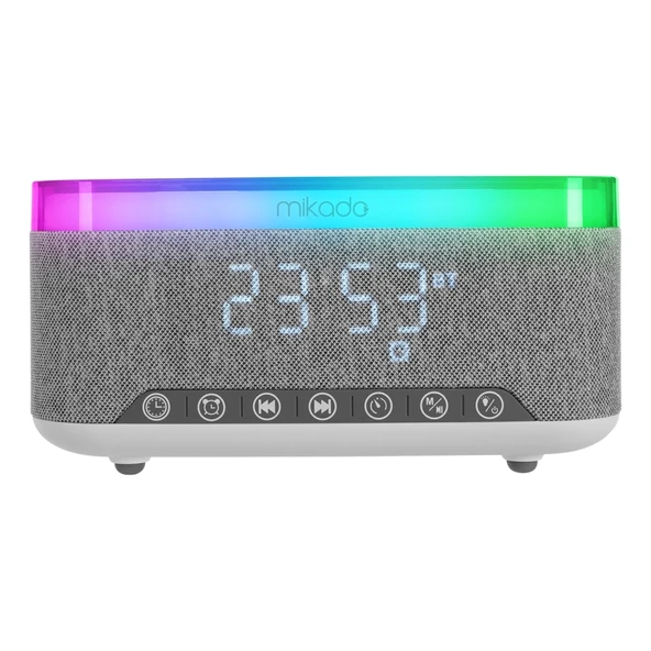 Mıkado Md-w8, 10w, Taşınabilir, Usb/type-c/bt/tf, Rgb Işıklı, 1200mah, 15w Kablosuz Şarj, Gece Lambası, Alarmlı Saat, Bl