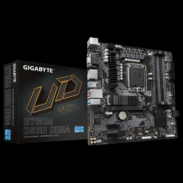 Gıgabyte B760m Ds3h Ddr4, Rev.1.0, 4xddr4, 2xm.2,  2xdp, Hdmı, Vga, 12-13-14.nesil, Lga1700 Soket, Anakart