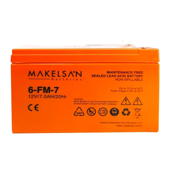 Makelsan 12v 7ah, Bakımsız, Kuru Akü. Ups İçin Uygundur.
