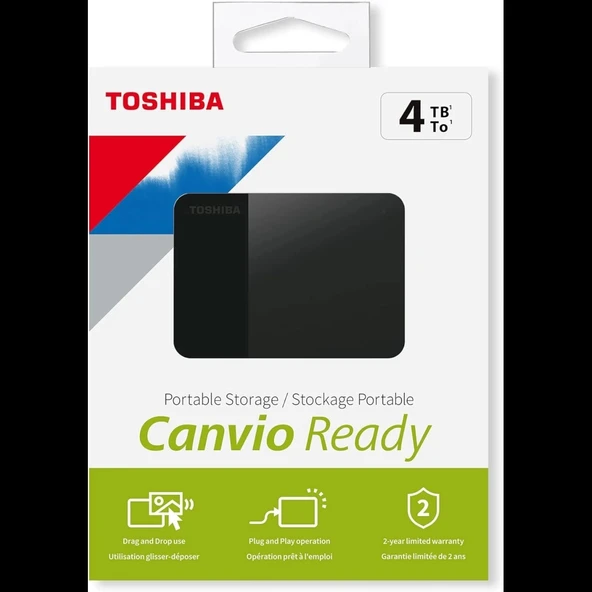 Toshıba Hdtp340ek3ca, Canvio Ready, 4tb, 2.5" Usb 3.0, Taşınabilir, Harici Hdd, (black)