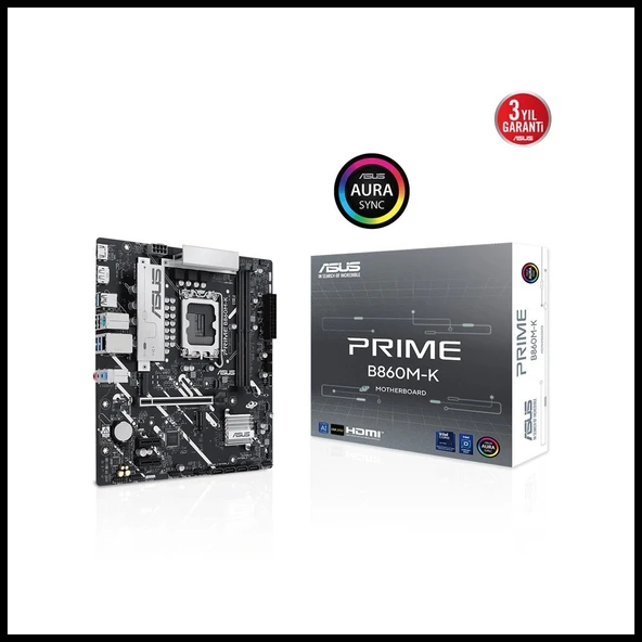 Asus Prıme B860m-k, 8800mhz, 2xddr5 2xm.2, Hdmı, Dp, Intel Core Ultra Cpu(seri 2), Lga1851 Soket Anakart