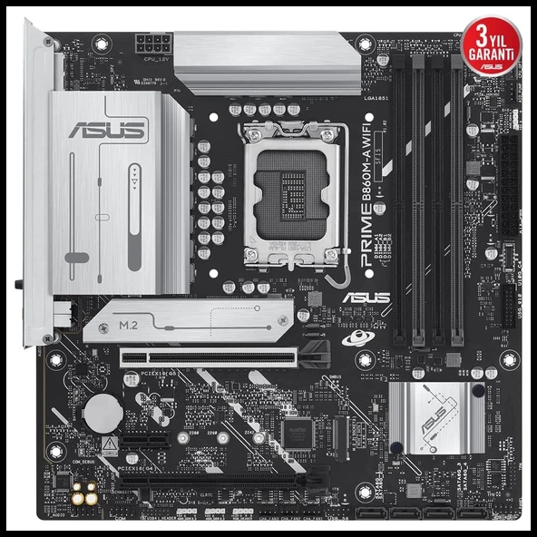 Asus Prıme B860m-a Wı-fı, 4xddr5 2x M.2, Hdmı, 2xdp, Wi-fi 6e, Bluetooth V5.3, Type-c, Intel Core Ultra Cpu(seri 2), Lga - 2