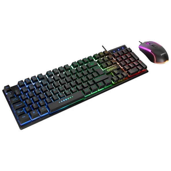 Everest Km-198, Luminax, Rainbow Işıklı, Türkçe Q, Usb Kablolu, Gaming, Klavye Mouse Set - 2