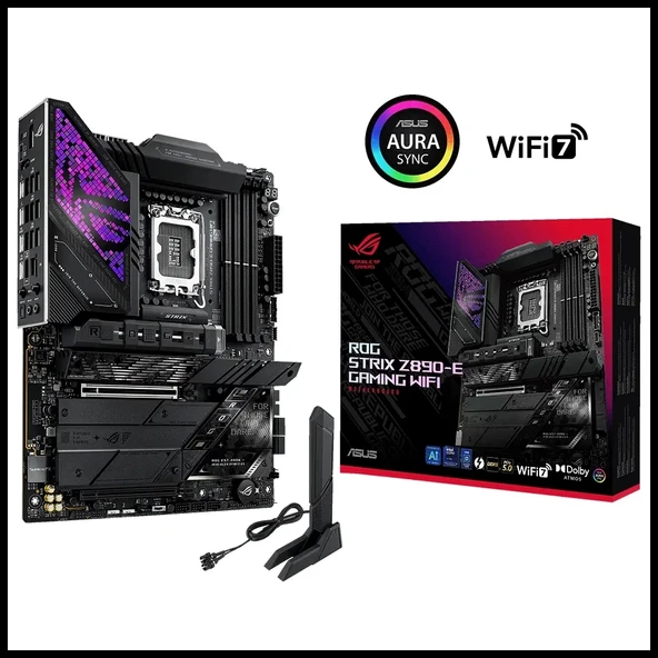 Asus Rog Strıx Z890-e Gamıng Wıfı, 8800mhz, 4xddr5, 7x M.2, Hdmı, Dp, 2xthunderbolt, 4xtype-c, Wi-fi 7, Bluetooth 5.4, I