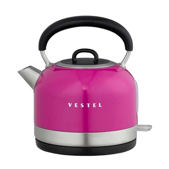 TEKNOTEG - VESTEL RETRO PEMBE 2200 W 1.7 LT CELIK KETTLE