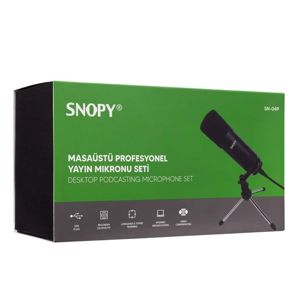 Snopy Sn-04p, Siyah, Çok Amaçlı, Profesyonel, Usb, Masaüstü, Mikrofon Kit - 5