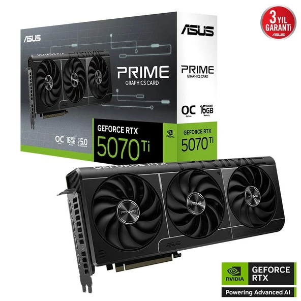 TEKNOTEG - ASUS PRIME GEFORCE RTX 5070 Ti 16GB PRIME-RTX5070TI-O16G GDDR7 OC EDITION 256 BIT GAMING EKRAN KARTI