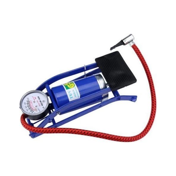 Bisiklet Pompası Top Şişirme Hava Ayak Pompası Basınç Göstergeli Tek Pistonlu - 4