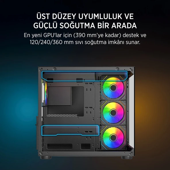 TEKNOTEG - JAMES DONKEY STARK S800 4X ARGB SIYAH GAMING KASA - 6