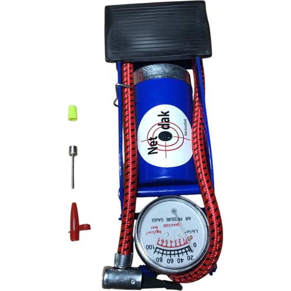 Bisiklet Pompası Top Şişirme Hava Ayak Pompası Basınç Göstergeli Tek Pistonlu - 2