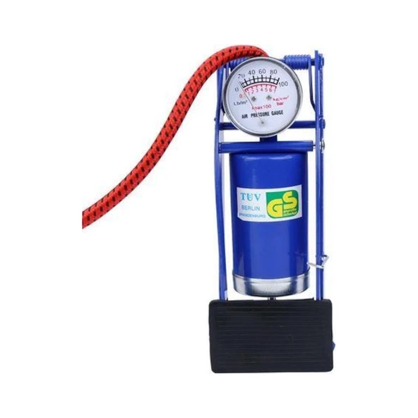 Bisiklet Pompası Top Şişirme Hava Ayak Pompası Basınç Göstergeli Tek Pistonlu - 5