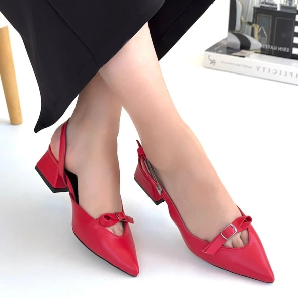 Rewat Kırmızı Cilt Topuklu Ayakkabı - Resim 5