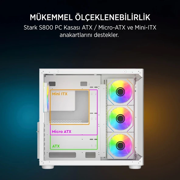 TEKNOTEG - JAMES DONKEY STARK S800 4X ARGB BEYAZ GAMING KASA - 3