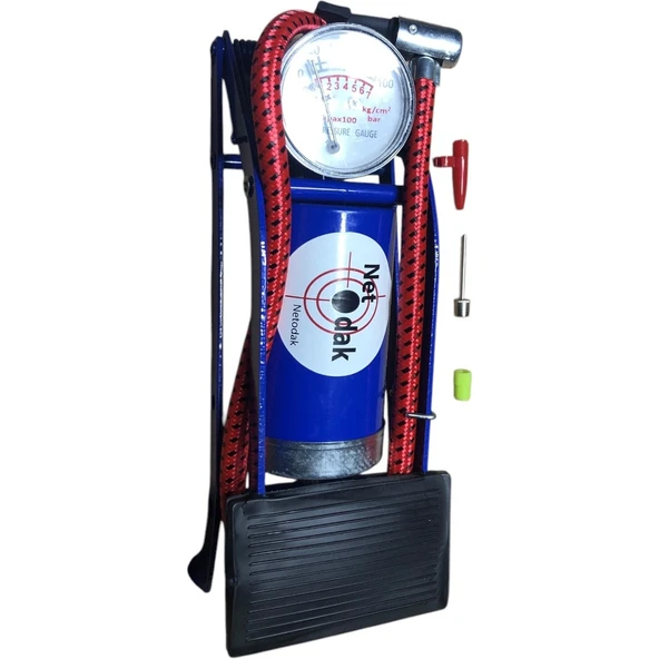 Bisiklet Pompası Top Şişirme Hava Ayak Pompası Basınç Göstergeli Tek Pistonlu