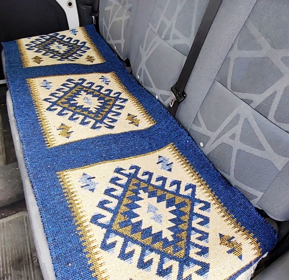 Reversible Oto Koltuk Kilim Seti • 3 Parça • Makine Dokuma • Akrilik & Polyester • Saçaklı - 12