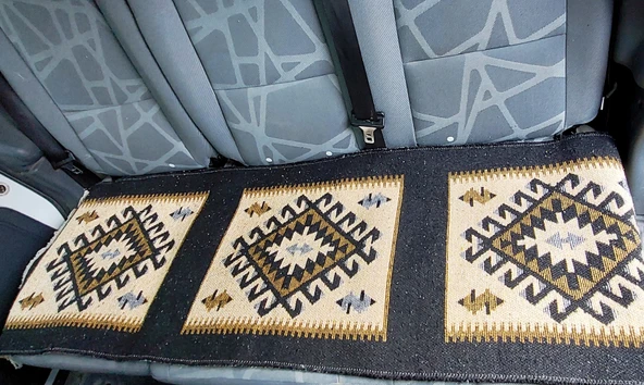 Reversible Oto Koltuk Kilim Seti • 3 Parça • Makine Dokuma • Akrilik & Polyester • Saçaklı - 6