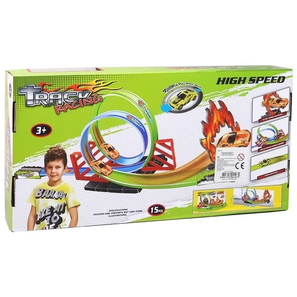 360 Derece Döner Parkurlu Yarış Seti 15 Parça - 2