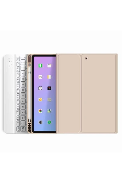 Apple Ipad Pro 4. Nesil M2 2022 11 Inç Uyumlu Bluetooth Klavyeli Kılıf Kalem Bölmeli (TÜRKÇE KLAVYE)  GOLD - 2