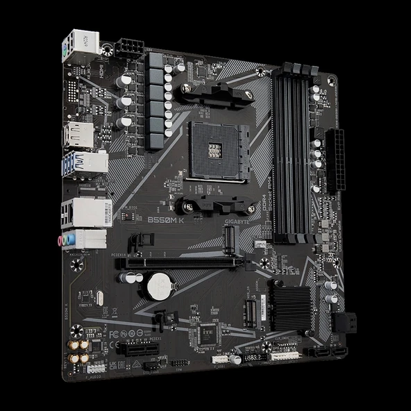 TEKNOTEG - GIGABYTE B550M K DDR4 4733MHz(OC) HDMI M.2 DP mATX AM4 - 3
