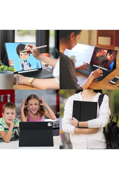 Apple Ipad Pro 4. Nesil M2 2022 11 Inç Uyumlu Bluetooth Klavyeli Kılıf Kalem Bölmeli (TÜRKÇE KLAVYE)  GOLD - 6