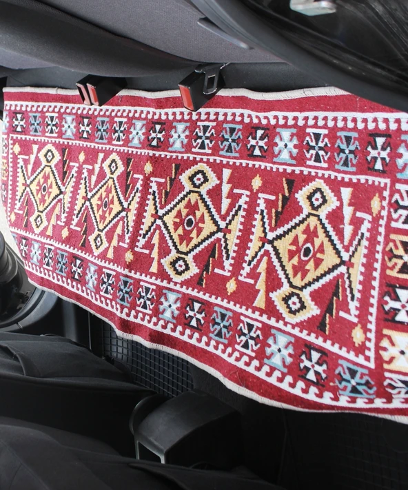 Pratik Oto Koltuk Kilim Seti • 3 Parça • Makine Dokuma • Akrilik & Polyester • Saçaklı - 12