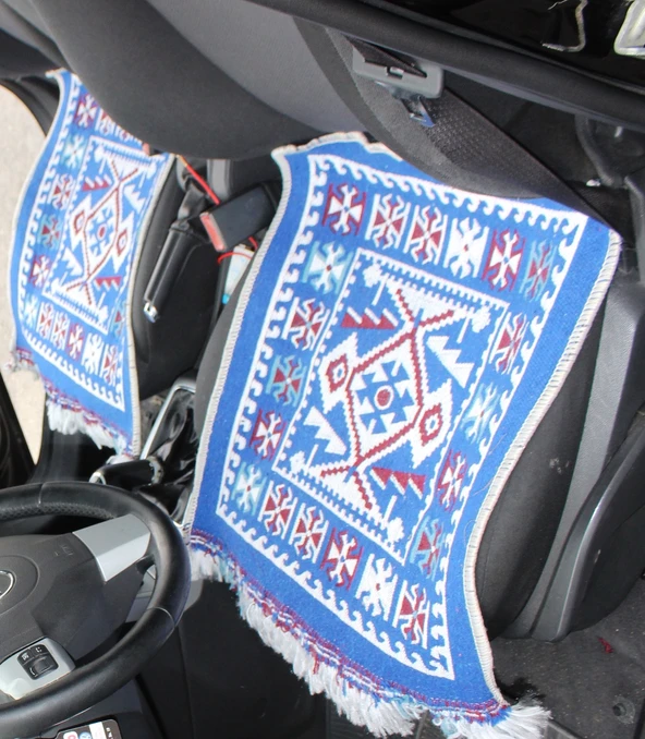 Pratik Oto Koltuk Kilim Seti • 3 Parça • Makine Dokuma • Akrilik & Polyester • Saçaklı - 9
