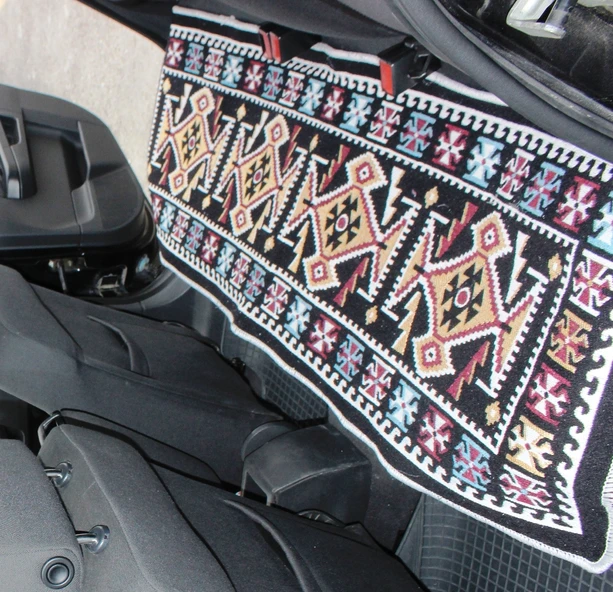Pratik Oto Koltuk Kilim Seti • 3 Parça • Makine Dokuma • Akrilik & Polyester • Saçaklı - 10
