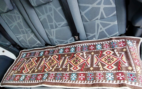 Pratik Oto Koltuk Kilim Seti • 3 Parça • Makine Dokuma • Akrilik & Polyester • Saçaklı - 3