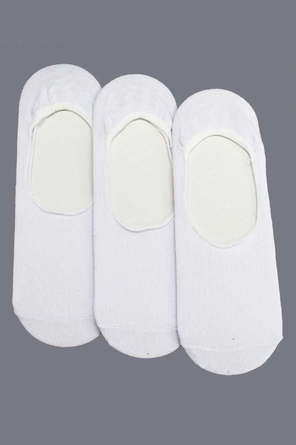 Erkek Beyaz 3lü Silikonlu Babet Çorap