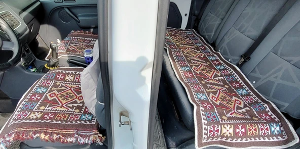 Pratik Oto Koltuk Kilim Seti • 3 Parça • Makine Dokuma • Akrilik & Polyester • Saçaklı