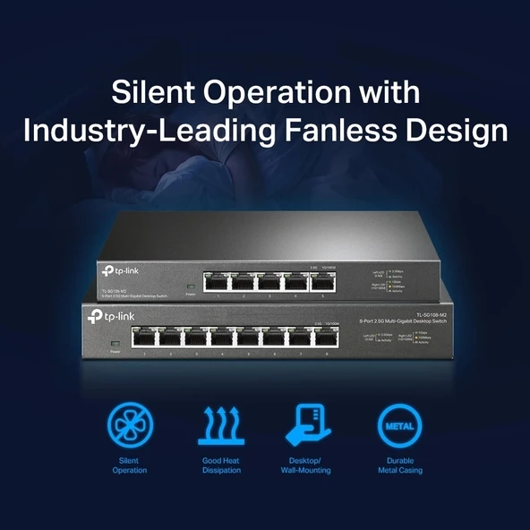TEKNOTEG - TP-LINK TL-SG108-M2 8PORT 10/100/1000 YÖNETİLEMEZ SWITCH - 6