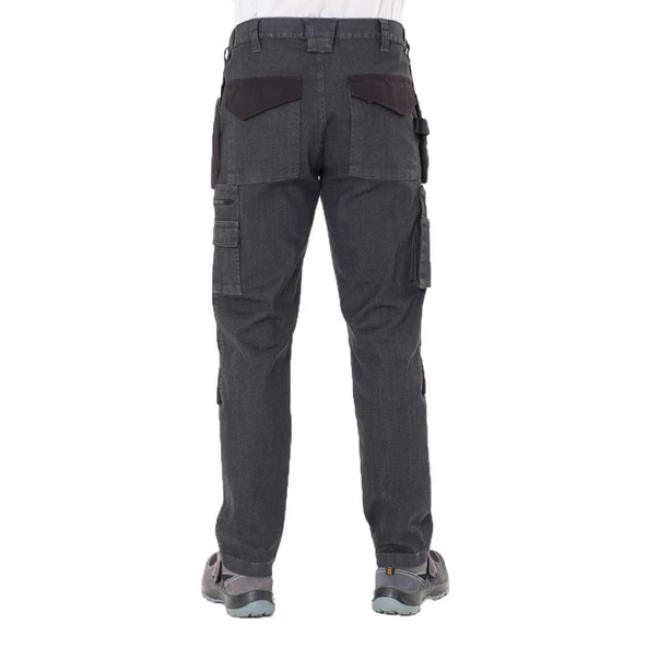 Şensel, Çok Cepli Kot İş Pantolonu, Gri-Siyah -54E6037- Esnek - 3
