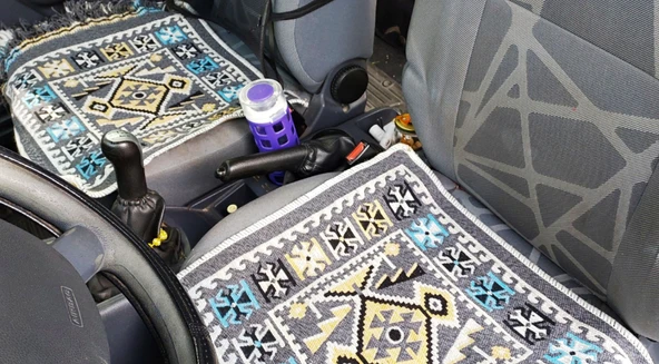 Pratik Oto Koltuk Kilim Seti • 3 Parça • Makine Dokuma • Akrilik & Polyester • Saçaklı - 6