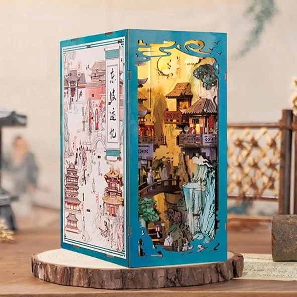 CUTEBEE DIY Ahşap Minyatür Ev Seti Kitaplık - 2