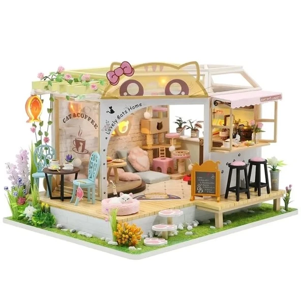 CUTEBEE DIY Ahşap Dollhouse Seti