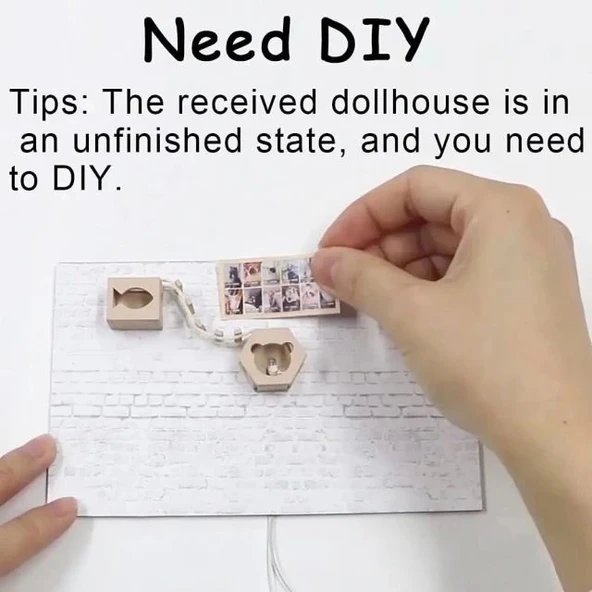 CUTEBEE DIY Ahşap Dollhouse Seti - 4