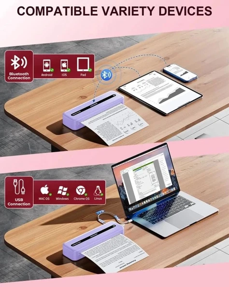 COLORWING M832 Seyahat için Kablosuz Taşınabilir Yazıcılar - 5