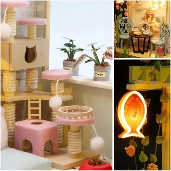 CUTEBEE DIY Ahşap Dollhouse Seti - 5