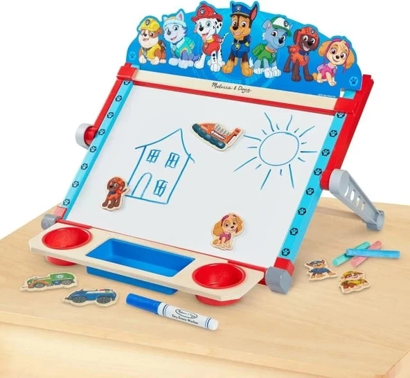Melissa & Doug PAW Patrol Ahşap Çift Taraflı Masaüstü Şövale - 10