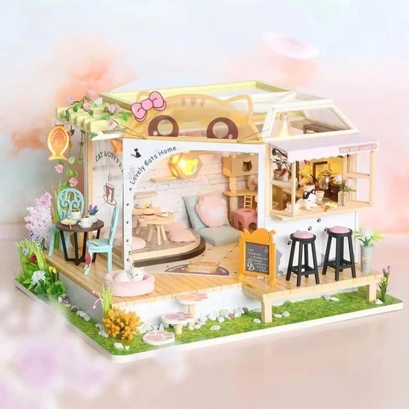 CUTEBEE DIY Ahşap Dollhouse Seti - 2
