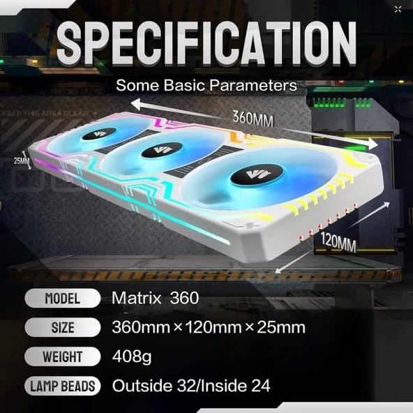 Asiahorse Matrix-Siyah 56 Adreslenebilir RGB LED 360 mm Fan - 3