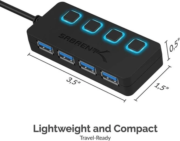 SABRENT Çok Bağlantı Noktalı USB 3.0 ve Şarj Hub (HB-U930) - 8