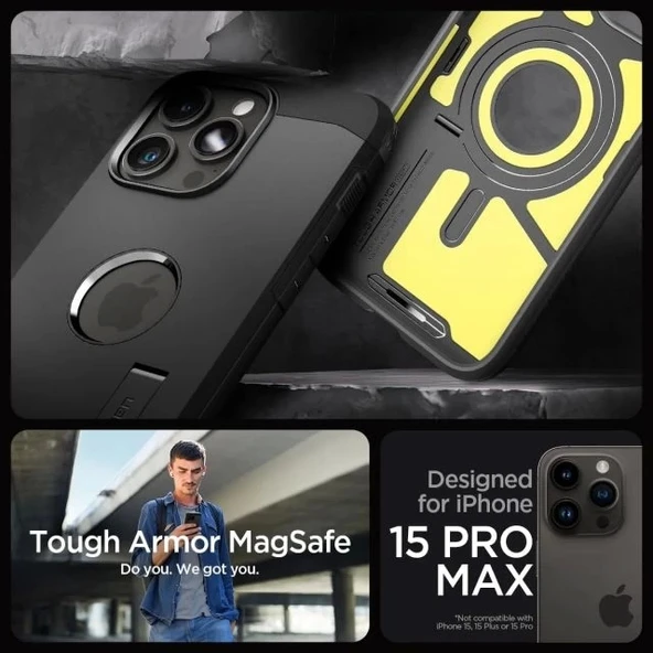 Spigen iphone 15 Pro Max Manyetik Tough Armor MagFit Kılıf - 11