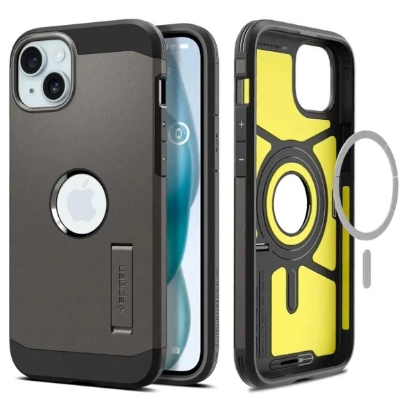 Spigen iphone 15 Pro Max Manyetik Tough Armor MagFit Kılıf Gunmetal iPhone 15