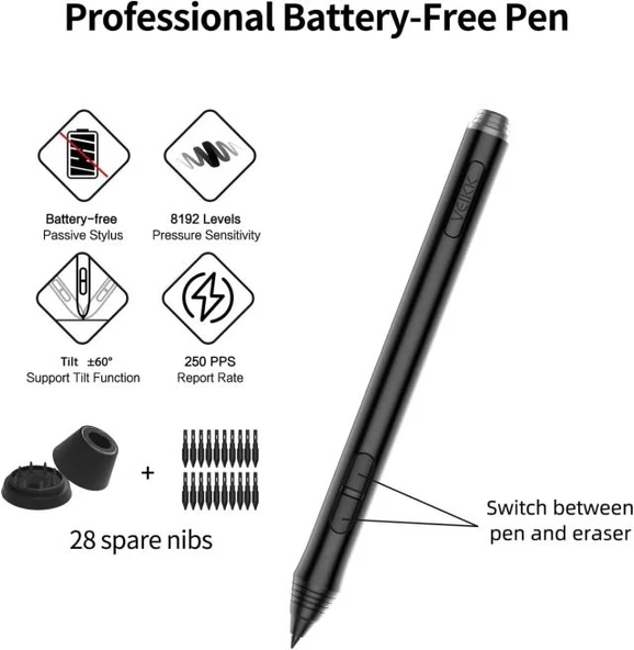 Dijital Çizim Tableti VEIKK A15Pro Grafik Kalemi - 7